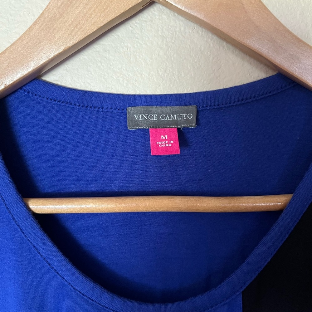 Woman’s top blouse Vince Camuto royal blue and black size M - Picture 7 of 7
